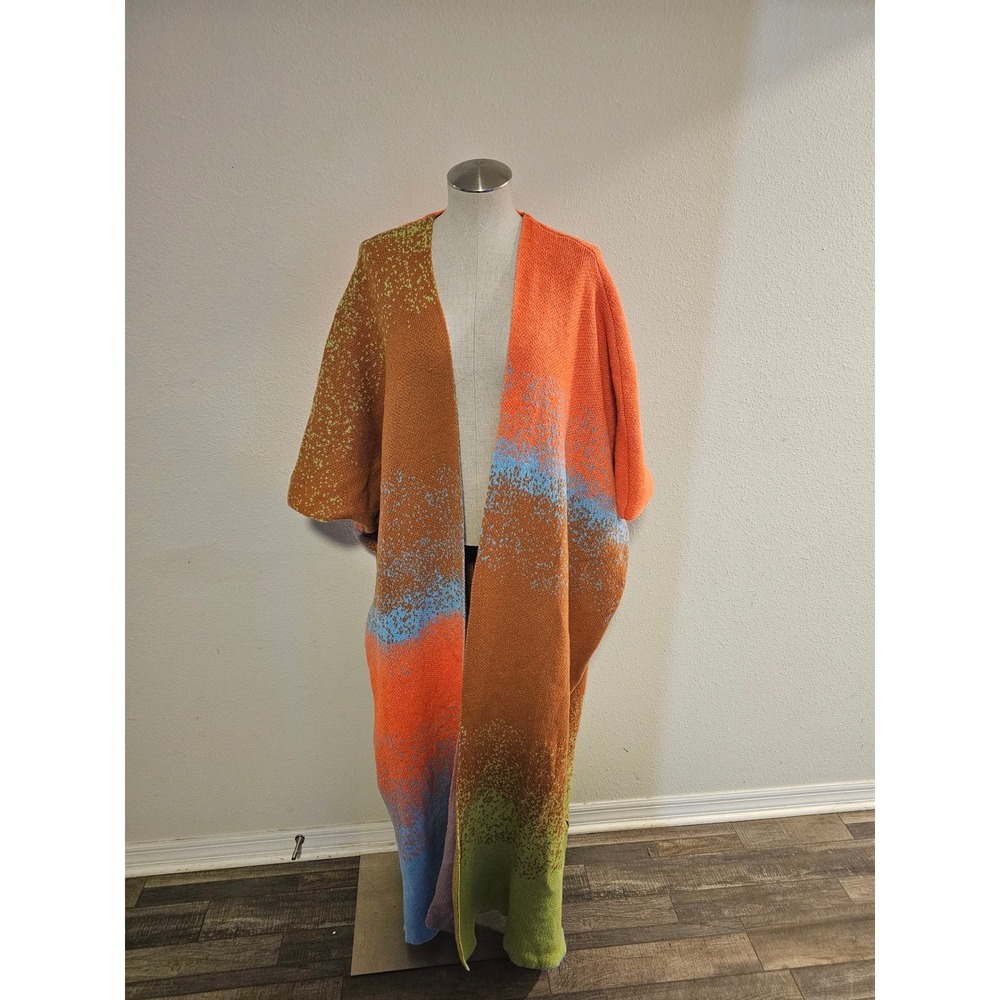 Womens‎ Longline Ombre Knit Open Front Cardigan Orange Blue Green One Size